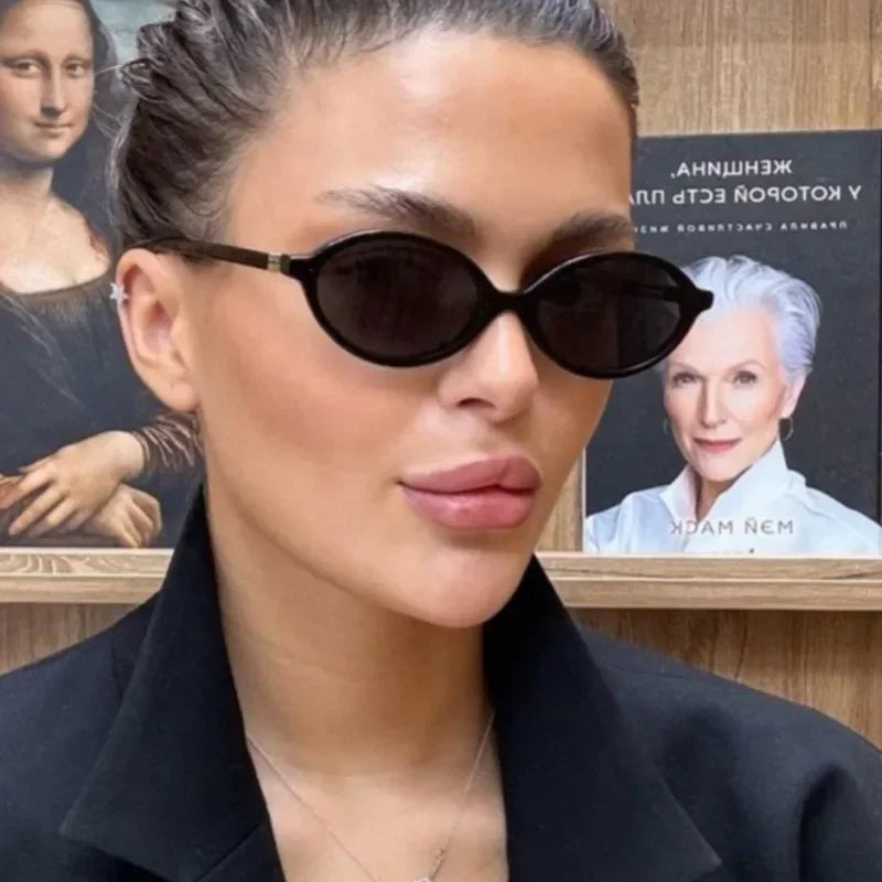 Oval Small Frame Luxury Brand Woman Sunglasses Women Retro Female Glasses Anti-blue Light Eyeglasses Trend Ladies Sunglasse men