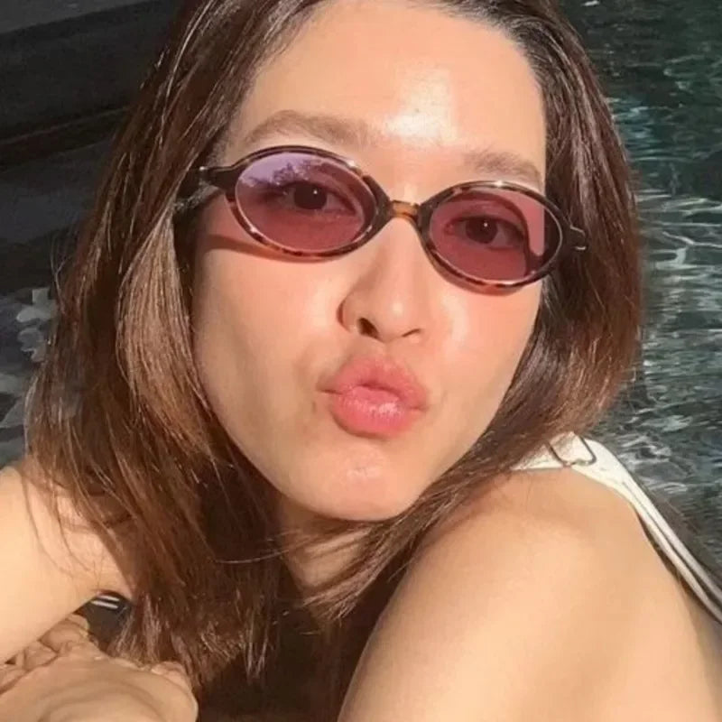 Oval Small Frame Luxury Brand Woman Sunglasses Women Retro Female Glasses Anti-blue Light Eyeglasses Trend Ladies Sunglasse men